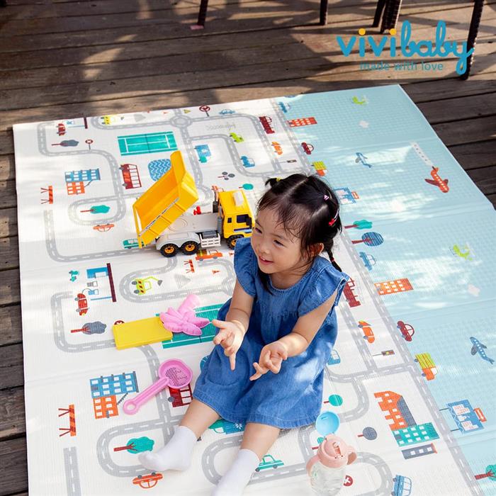 【VIVIBABY】加厚升級款 摺疊式XPE無毒雙面遊戲地墊/兒童地墊/爬行墊(外銷日本款式/雙面花色)