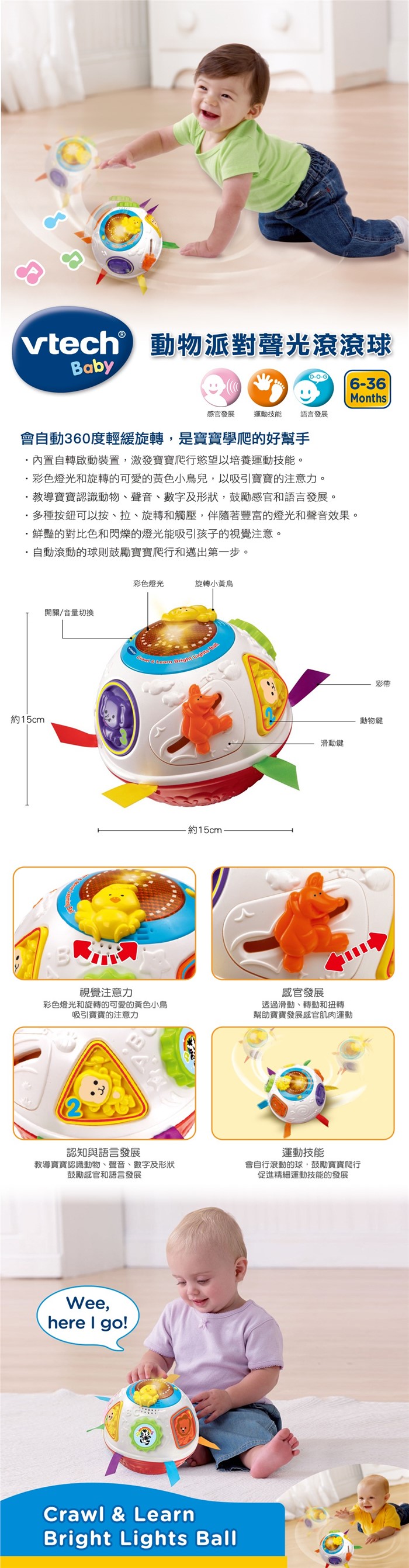 (全新品特價)Vtech 動物派對聲光滾滾球